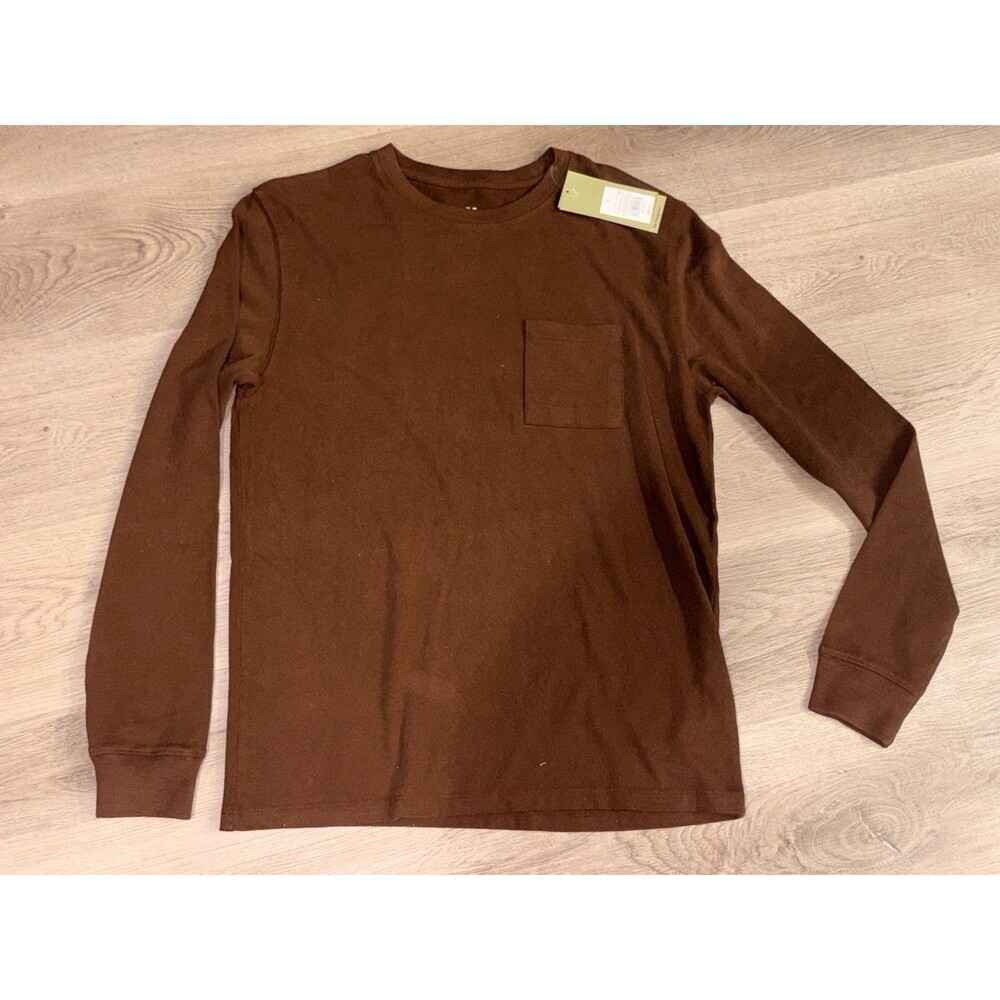 Men's Vintage Long Sleeve Pocket T-Shirt - Goodfellow & Co™ Brown S